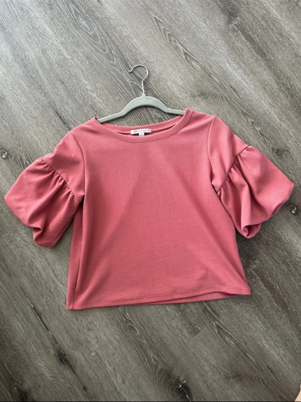 Green Envelope Puff Sleeve Top - Rose Pink
